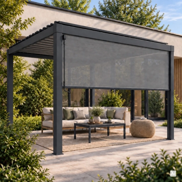 Zestaw Pergola bioklimatyczna aluminiowo-stalowa MIRADOR Element 88 - 3 x 4 m + ROLETA 4M | Antracyt